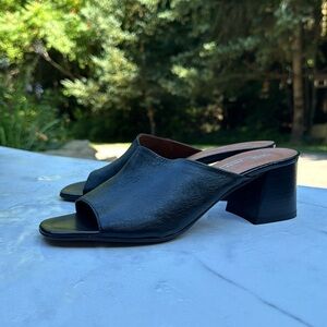 ASOS chunky heel leather sandals black